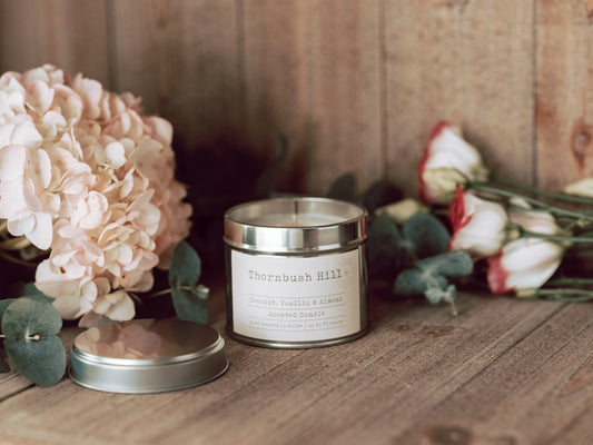 Coconut, Vanilla & Almond Scented Soy Tin Candle