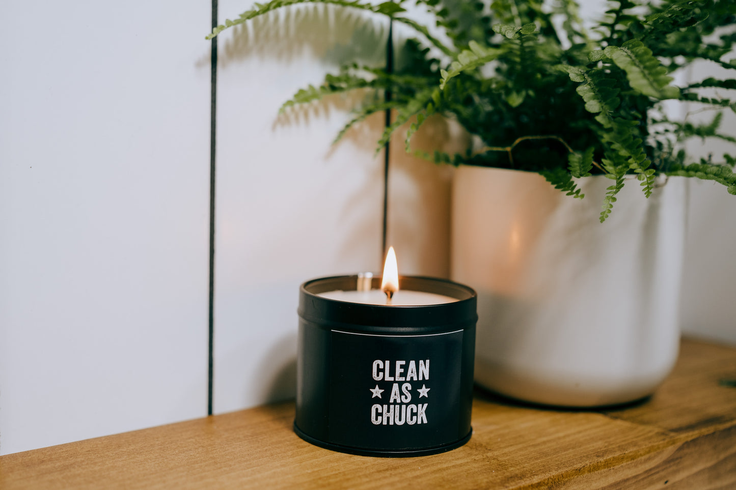 Clean As Chuck Scented Tin Candle